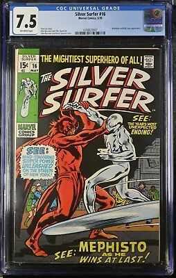 Buy Silver Surfer 16 - CGC 7.5 - Mephisto & Nick Fury Appearance - Marvel 1970 • 99.90£
