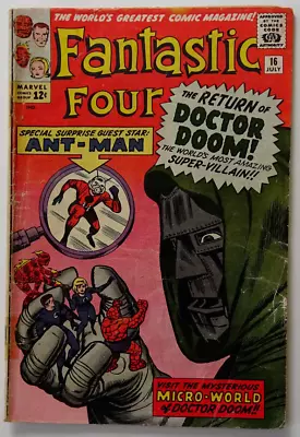 Buy Comic Book- Fantastic Four #16 Kirby, Ayers & Lee 1963 Doc Doom/Ant Man • 155.42£