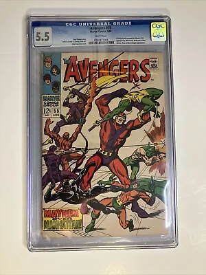 Buy AVENGERS #55 CGC 5.5 White Pages 1ST FULL APPEARANCE ULTRON 1968 Cracked Case • 71.58£