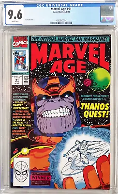 Buy 🔥marvel Age #91 Cgc 9.6*1990*silver Surfer*thanos Quest #1 Preview*❄white Pages • 59.62£