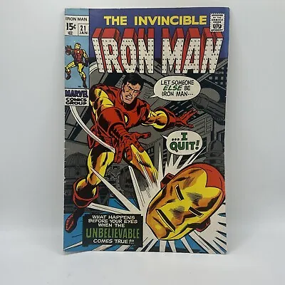 Buy Invincible Iron Man #21 Marvel 1970 1st App Of Alex Nevsky 3rd Crimson Dynamo G • 21.38£