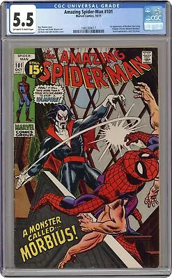 Buy Amazing Spider-Man #101 CGC 5.5 1971 1482309017 1st App. Morbius • 242.28£