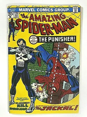 Buy AMAZING SPIDERMAN 129(1974)1st Punisher Coverless W/Facsimile Cover Marvel Comic • 275£