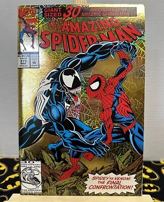 Buy Amazing Spider-Man #375 Venom Gold Holo Foil Cover 1st Ann Weying Marvel 1993 • 11.07£