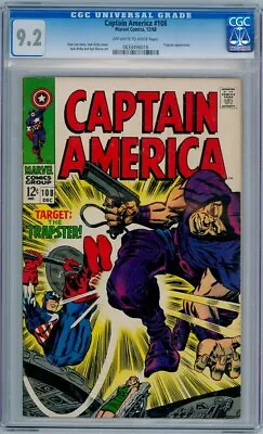 Buy Captain America #108 Cgc 9.2 1968 Stan Lee Jack Kirby Trapster Silver Age Marvel • 149.95£