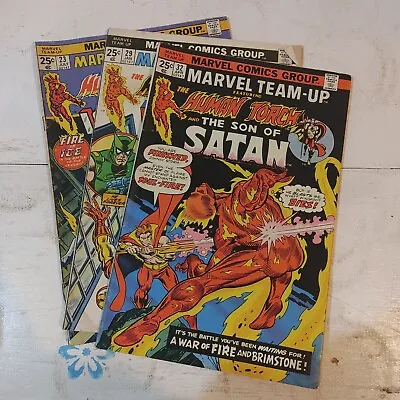 Buy 3 Lot Marvel Team-Up Human Torch And Iron Man, Ice Man & Son Of Satan #23+29+32 • 26.82£