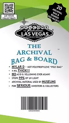 Buy THE ARCHIVAL BAG & BOARD - 20 PACK - Mylar Bag - Half Back - Standard Comics • 16.31£
