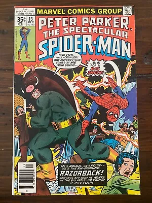 Buy 1977 PETER PARKER THE SPECTACULAR SPIDER-MAN #13 8.5 VF+ 1st App RAZORBACK KEY • 7.17£