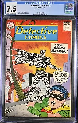Buy Detective Comics #275 CGC VF- 7.5 1st Appearance Zebra Batman! DC Comics 1960 • 518.89£