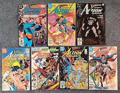 Buy Action Comics Lot Of 7 #540,546,550,553,556,568,644(Batman Homage) DC 1983-89 • 40.21£
