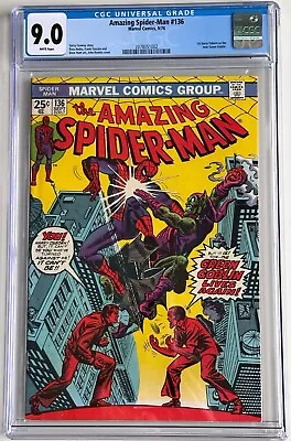 Buy Amazing Spider-Man #136 CGC 9.0 W - 1st Harry Osborn As The New Green Goblin • 157.57£