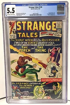Buy Strange Tales #128   CGC 5.5  Marvel 1965  Early Quicksilver & Scarlet Witch App • 100.53£