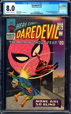 Buy Daredevil #17 CGC 8.0 (1966) 2nd John Romita Spider-Man! Aunt May Cameo L@@K! • 277.04£