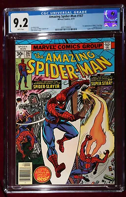 Buy Amazing Spider-Man 167 CGC 9.2 1977 NR MINT White Pages 1ST APP WILL OF THE WISP • 63.29£