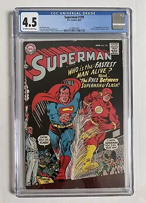 Buy SUPERMAN #199 (1967) CGC 4.5 1st Superman Vs. Flash Race. Justice League. • 184.73£