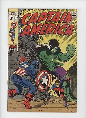 Buy Captain America 110 Marvel 1969 VG FN Jim Steranko Hulk 1st Madame Hydra • 112.60£