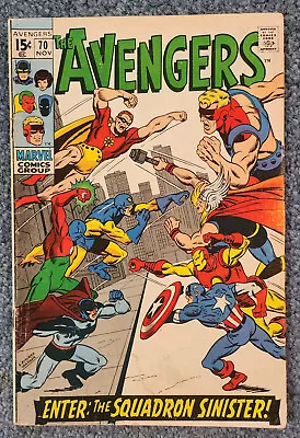 Buy The Avengers #70 Marvel Comics 1969 1st Full App. Of Squadron Sinister - FN- • 35.96£