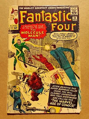 Buy Fantastic Four 20 VERY LOW GRADE Marvel 1963 1st Molecule Man Jack Kirby • 52.96£