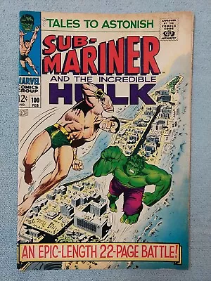 Buy Tales To Astonish #100       Marvel Comics 1968     Sub Mariner & Hulk    (F416) • 40.21£