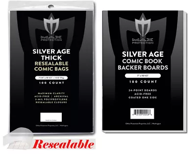 Buy 300 PREMIUM Silver Comic THICK Bags / Boards Max Archival Comic Book Storage NEW • 67.12£