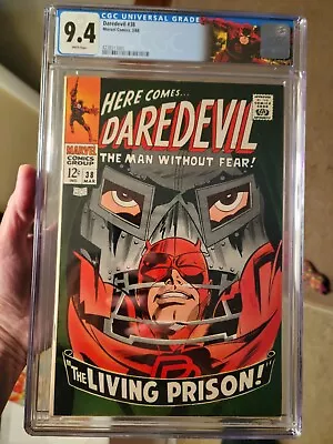 Buy Daredevil #38 CGC 9.4 WHITE Pages (1968) Classic Doctor Doom Cover Marvel Key • 459.72£