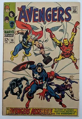 Buy Avengers #58 - 2nd App Vision Origin Joins Team! Ultron Origin Spider-Man - 1968 • 39.57£