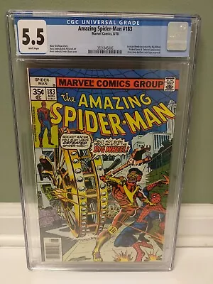 Buy Amazing Spider-Man #183 CGC 5.5 Rocket Racer, 1st Big Wheel 1978  Marvel Comics  • 39.53£