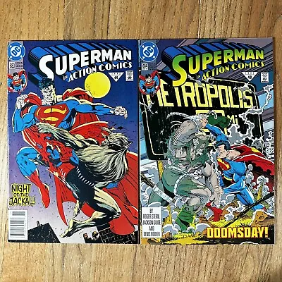 Buy Action Comics #683 & #684 Cameo & Early Doomsday DC Comics 1992 VFNM 🔑 • 14.15£
