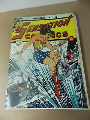 Buy SENSATION COMICS # 12 1942 Coverless, W/ Replicareplacement Cover & 2 Wraps • 149.88£