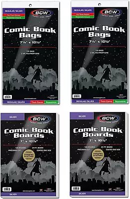 Buy BCW Resealable Thick Silver Age Comic Bags And Backing Boards - 200 Ct • 53.20£