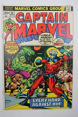Buy Captain Marvel #25 1st Thanos Called Masterlord Debut Art By Jim Starlin 1973 VF • 60.32£