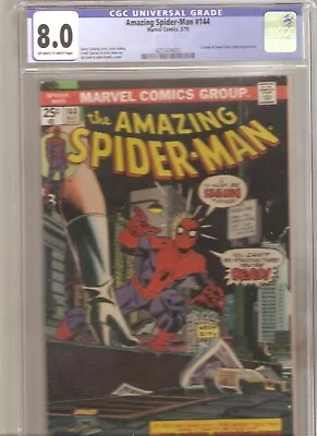 Buy The Amazing Spiderman #144 CGC 8.0   The Delusion Conspiracy  1975 • 46.31£