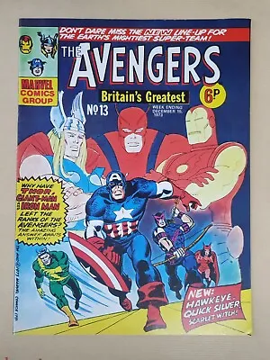 Buy THE AVENGERS #13 (1973) CLASSIC BRONZE AGE MARVEL COMICS UK 6p VF+ • 15£