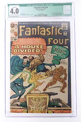 Buy Fantastic Four #34 - Marvel 1965 CGC 4.0 QUALIFIED  1st App Of Greg Gideon • 36.16£