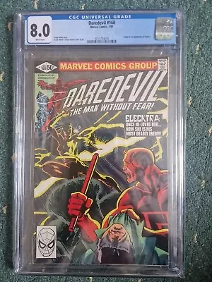 Buy Daredevil #168 Jan 1981 CGC VF 8.0 Appearance And Origin Of Elektra White Pages • 180£