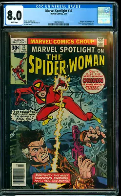 Buy Marvel Spotlight #32 CGC 8.0 1st Appearance Spider-Woman Jessica Drew App 1977 • 158.11£