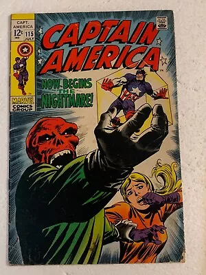 Buy Captain America #115 Iconic Red Skull Cover Marvel Comics Silver Age 1969 • 31.59£