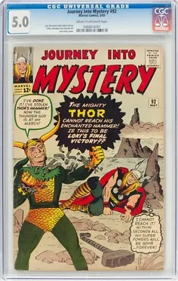 Buy Journey Into Mystery #92 (Marvel, 1963) CGC VG/FN 5.0 Cream To Off-white Pages.  • 495£