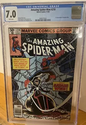 Buy Amazing Spider-Man #210 1st Madame Web NEWSSTAND White Pages Marvel 1980 CGC 7.0 • 91.94£