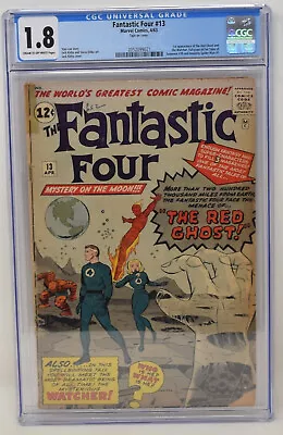 Buy Fantastic Four 13 Marvel 1963 CGC 1.8 1st Red Ghost Watcher • 240.94£