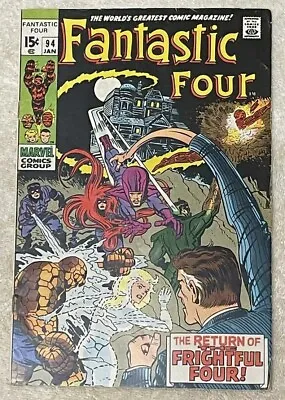 Buy Fantastic Four #94 (RAW 8.5-9.0 MARVEL 1969) Frightful Four. 1st Agatha Harkness • 157.75£
