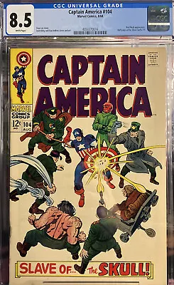 Buy Captain  America 104 (1968) CGC 8.5 WHITE PAGES- Kirby And Lee • 120.09£
