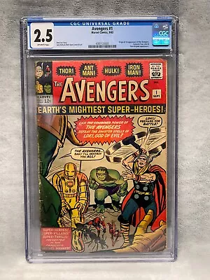 Buy Avengers #1 Origin & 1st App. Avengers Iron Man Hulk Thor Marvel 1963 CGC 2.5 • 1,848.50£