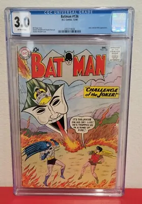 Buy Batman 136 CGC 3.0 OW Pages (Classic Joker Cover!!) • 117.95£