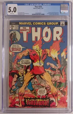 Buy Thor #225 ~ CGC 5.0  ~ 1st Appearance Of Firelord ~ MARVEL 1974 ~ WHITE PAGES • 95.15£