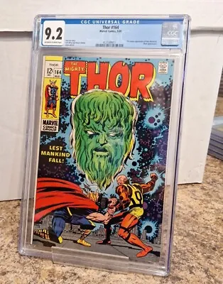 Buy Thor #164 CGC 9.2 NM- Marvel Comics WARLOCK PLUTO Appearance Clean Book! • 178.73£