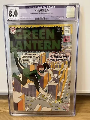 Buy Green Lantern 5 - CGC 8.0 C/OW - DC Silver Age Key 1st Hector Hammond, Restored • 189.90£