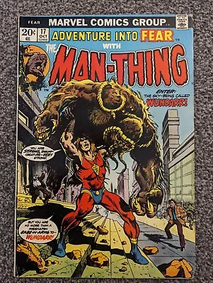 Buy Adventure Into Fear 17. The Man-Thing. Marvel 1973. 1st Appearance Wundarr • 12.48£
