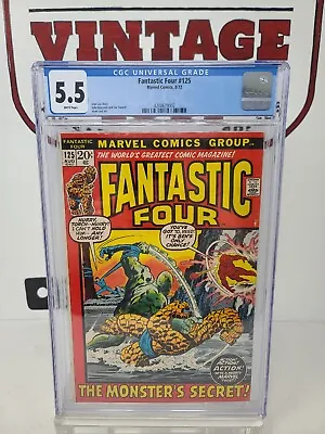 Buy FANTASTIC FOUR #125  CGC 5.5 WP  Marvel Comic 1972 Stan Lee Picture Frame V1 • 47.65£