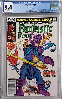 Buy 4️⃣fantastic Four #243 Cgc 9.4*1982 Marvel*byrne Galactus*newsstand/mark Jeweler • 236.97£